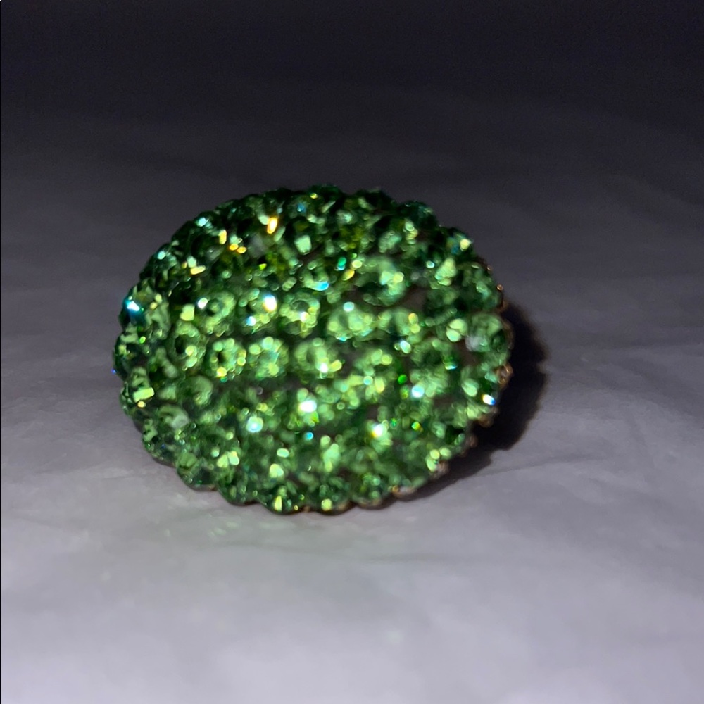 Vibrant Green Crystal Cocktail adjustable Ring